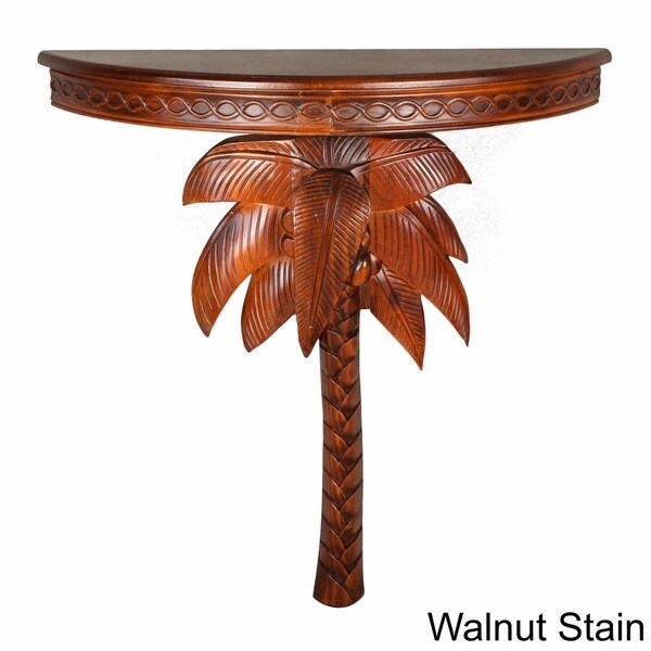 International Caravan Windsor Carved Palm Tree Wall Table