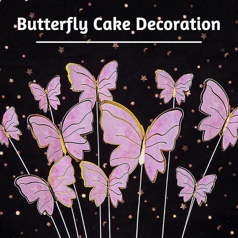 22Pcs Butterfly Cake Decorations Happy Birthday Cake Topper for Girls Birthday Baby Shower Party Decor