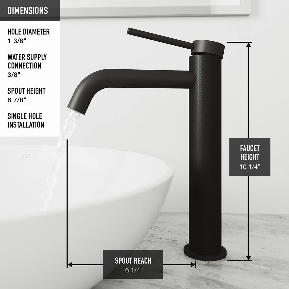 VIGO Glass Rectangular Vessel Bathroom Sink in Onyx Gray with Lexington Faucet and Pop-Up Drain in Matte Black VGT1416