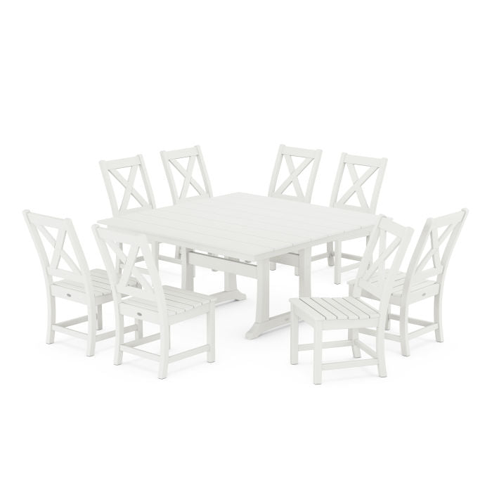 Polywood Braxton Side Chair 9-Piece Farmhouse Dining Set in Vintage Finish PWS1286-1-V