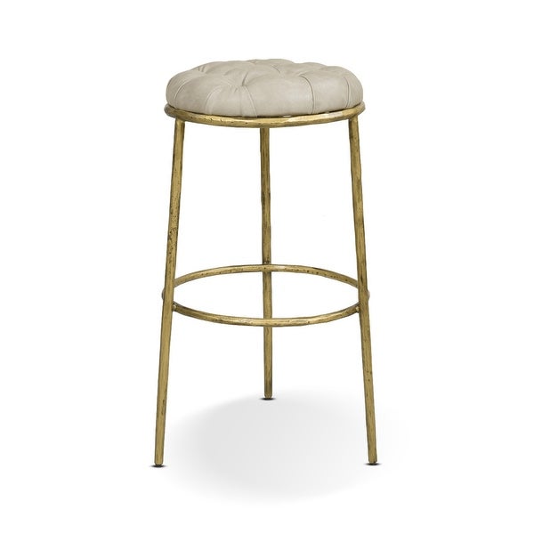 Aries Hammered Brass Backless Bar Stool