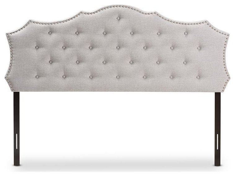 Aurora Modern and Contemporary Greyish Beige Fabric Queen Size Headboard   Transitional   Headboards   by Interiortrade  Houzz