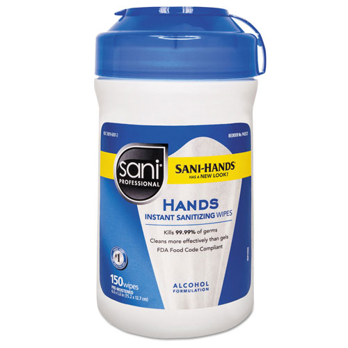 Nice-Pak Hands Instant Sanitizing Wipes | 6 x 5， White， 150