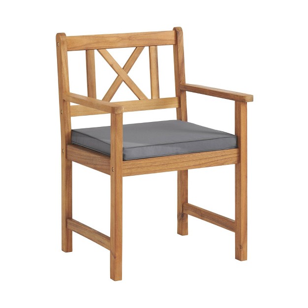 Manchester 2pk Acacia Wood Outdoor Chairs With Weather resistant Cushions Alaterre Furniture