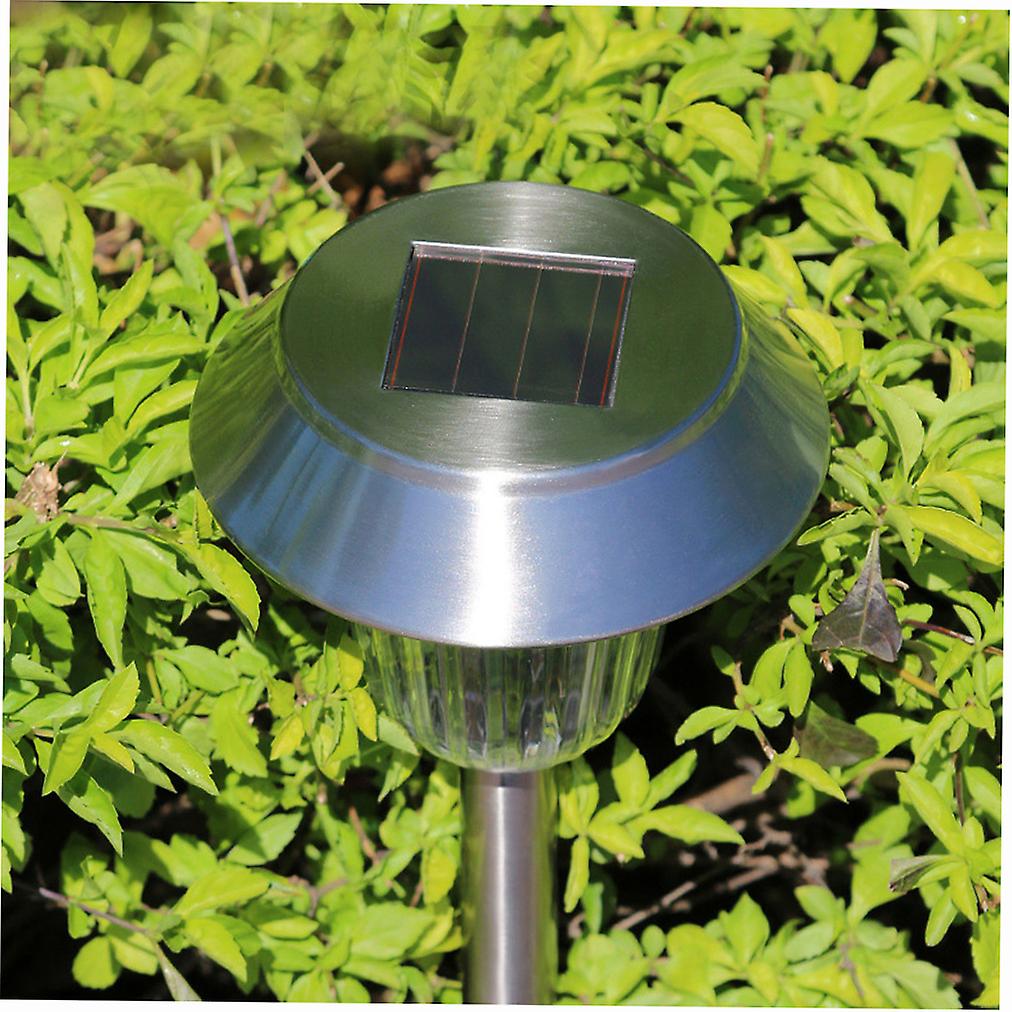 1 Set Stainless Steel Post Solar Lights Warm White 8