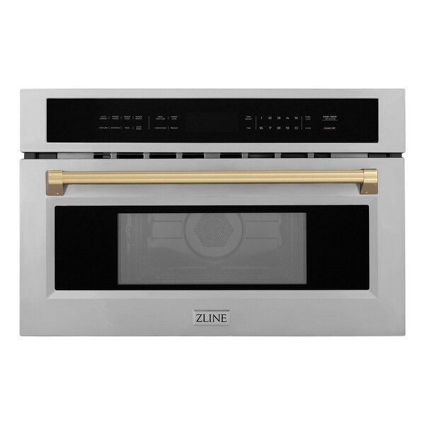 ZLINE Autograph Edition 30” 1.6 cu ft. Built-in Convection Microwave Oven in Stainless Steel and Champagne Bronze Accents