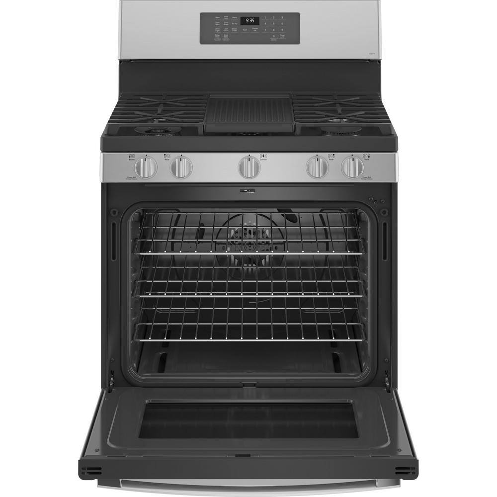 GE Profile 30 in. 5.6 cu ft. Smart Freestanding Gas Range in Fingerprint Resistant Stainless with Convection and Air Fry PGB935YPFS