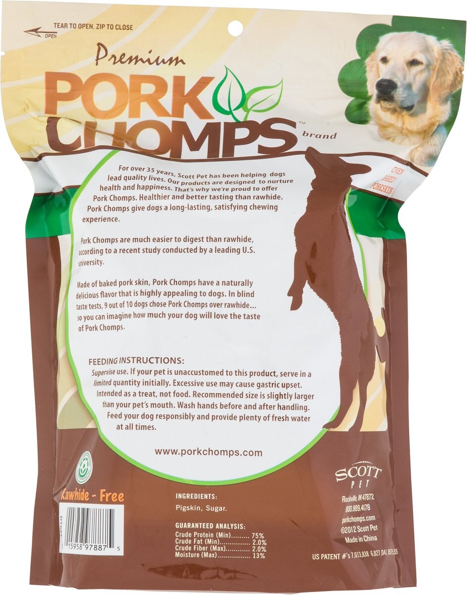 Premium Pork Chomps Baked Knotz Dog Treats， 6 - 7 in， 8 count