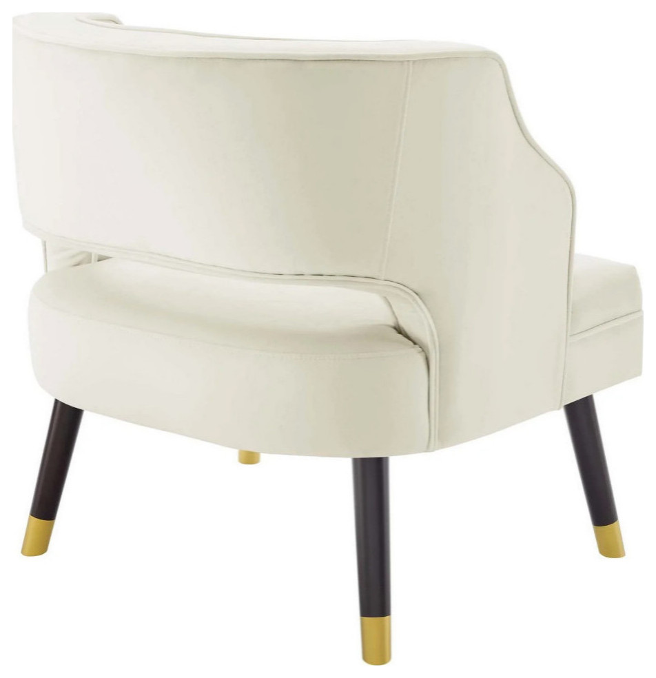 Finn Ivory Button Tufted Open Back Performance Velvet Armchair   Contemporary   Armchairs And Accent Chairs   by Rustic Home Furniture Deco  Houzz