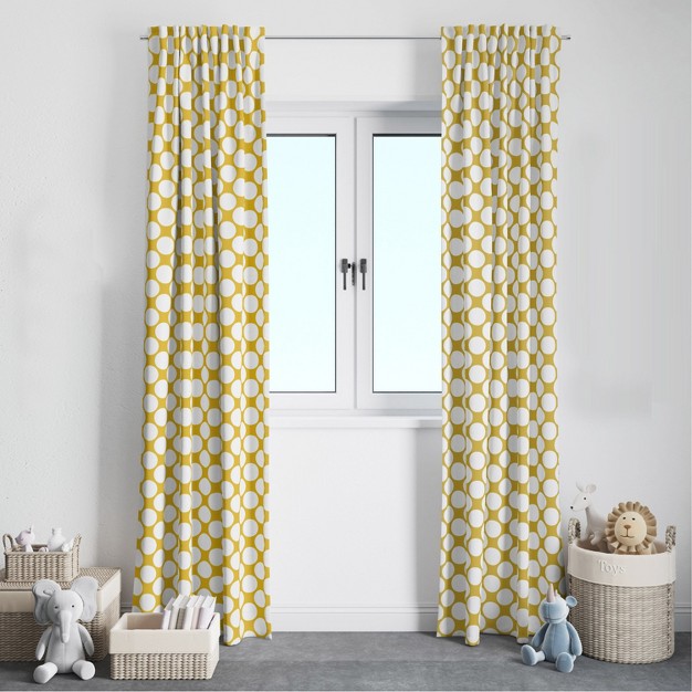 Bacati Large Dots Yellow Cotton Printed Single Window Curtain Panel