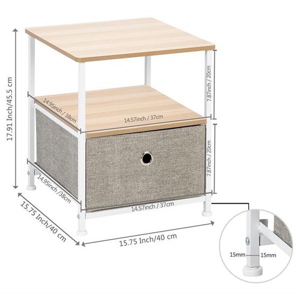 Nightstand 1-Drawer Shelf Storage- Bedside Furniture and Accent End Table Chest For Home