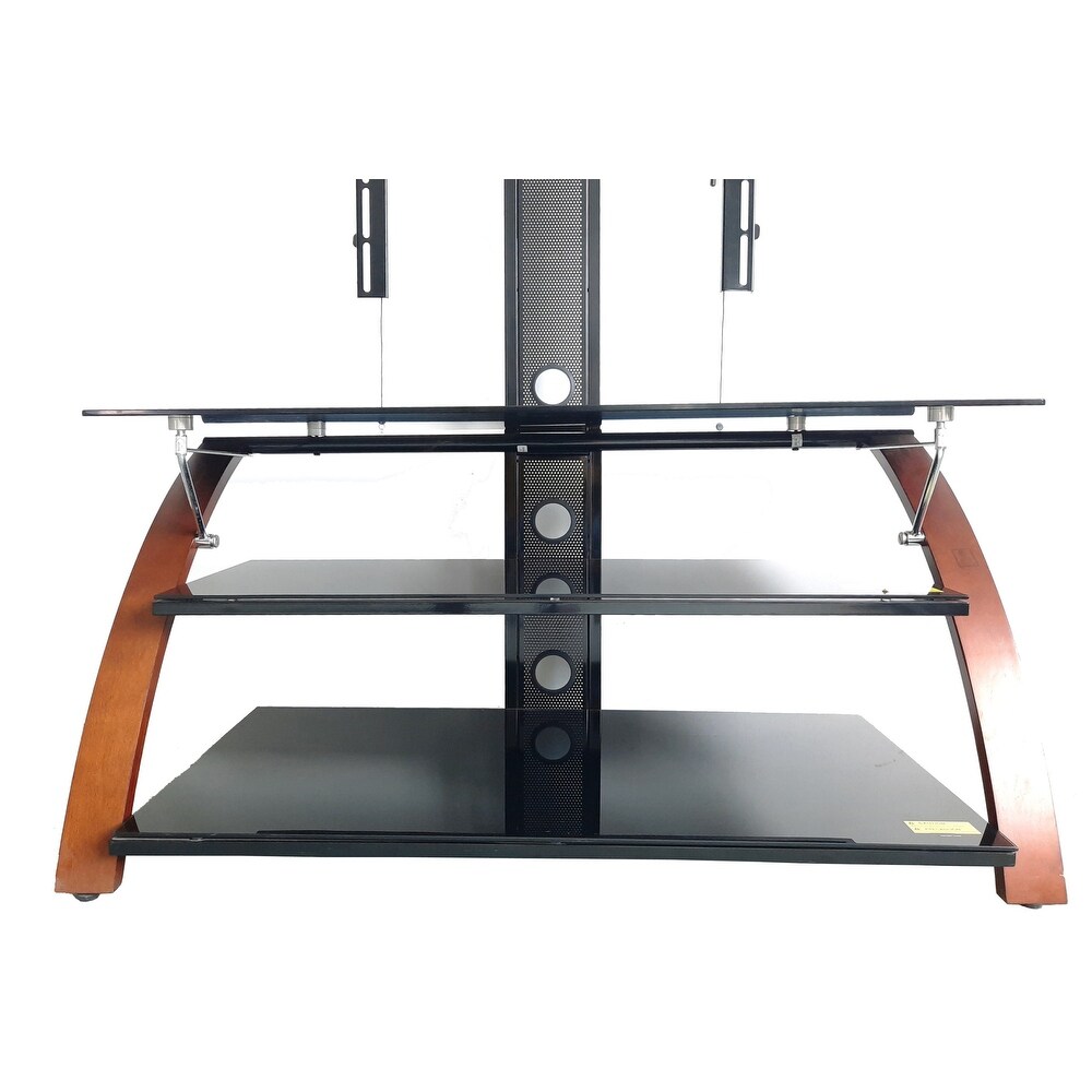 56.62 In. Elie Modern Concept Flat Panel Bentwood Glass TV Stand