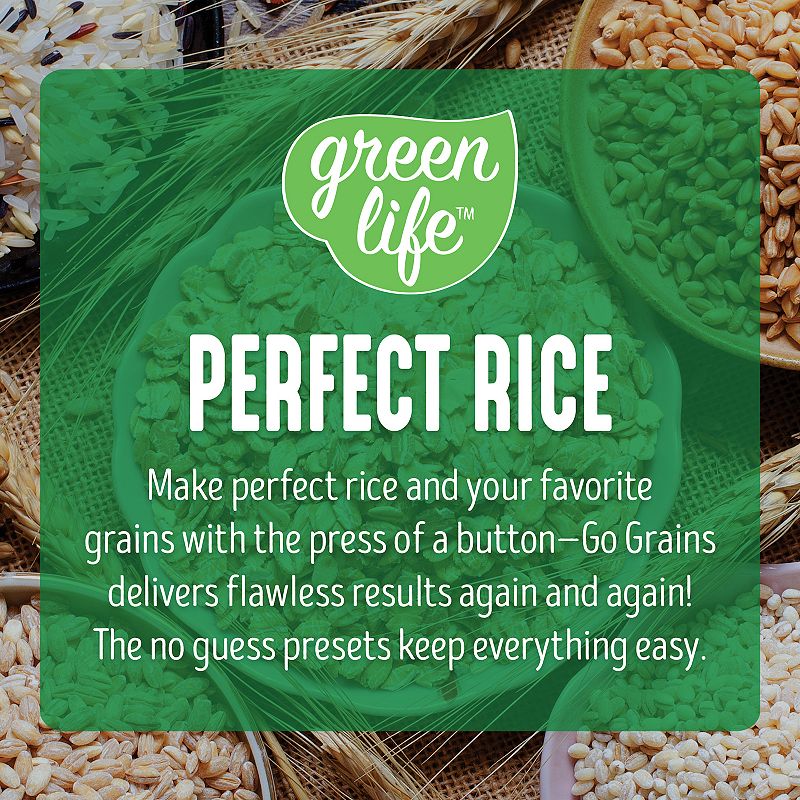 GreenLife 4-Cup PFAS-Free Ceramic Nonstick Rice， Oats and Grains Cooker