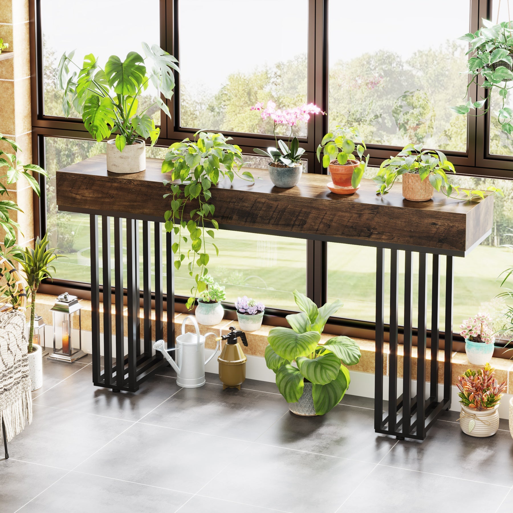 55-inch Console Table, Modern Entryway Table with Metal Legs