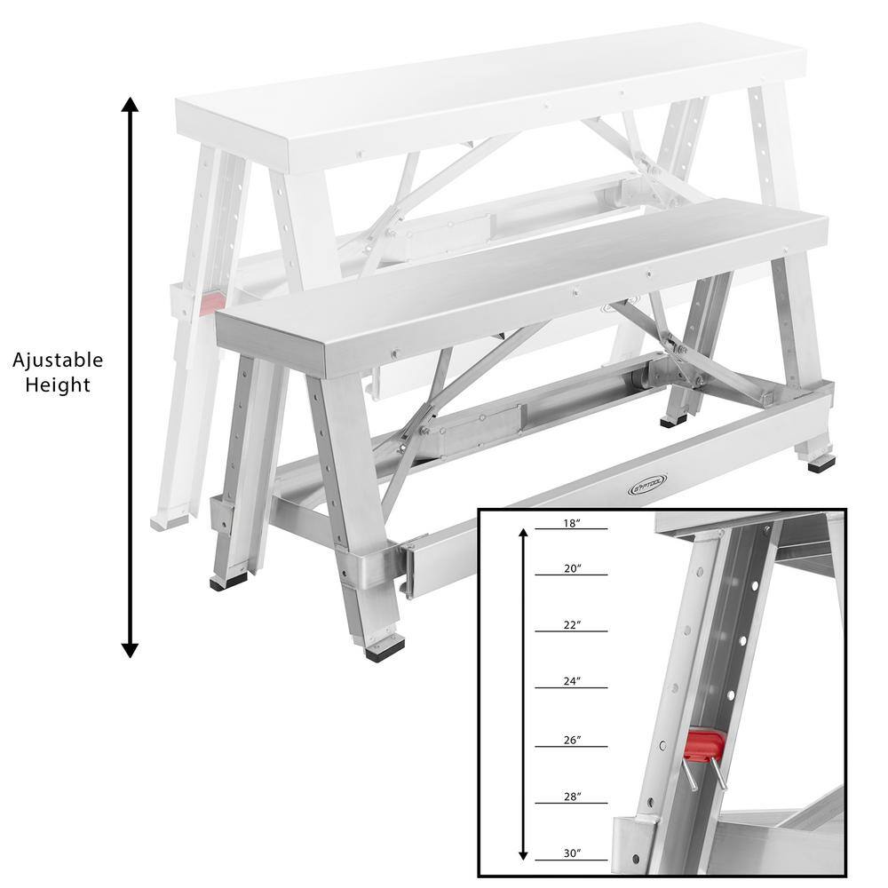 GYPTOOL 48 in. W x 30 in. H Aluminum Adjustable Sawhorse Bench Stepladder ACC-BENCH.