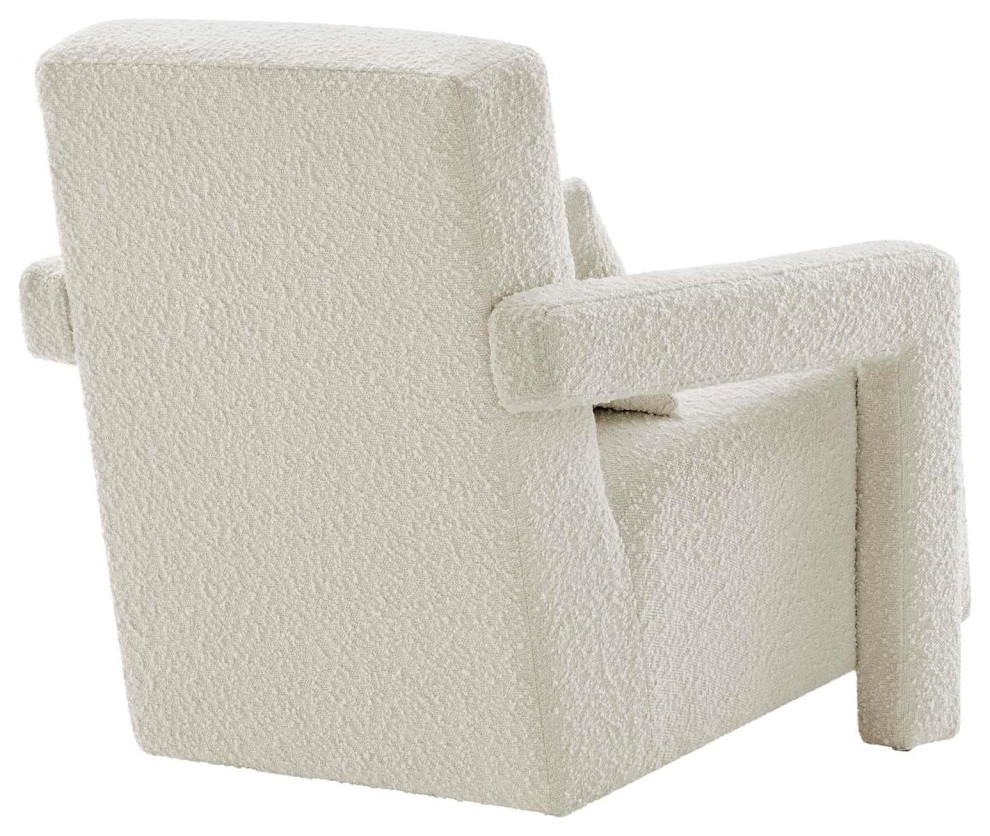 Contemporary Accent Chair  Boucle Seat With Square Angular Armrests   Contemporary   Armchairs And Accent Chairs   by Decor Love  Houzz