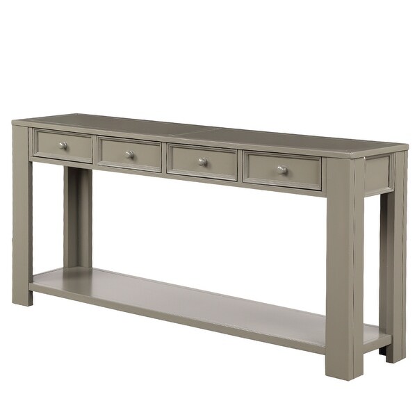 Grey Console Table with 4 Storage Drawers