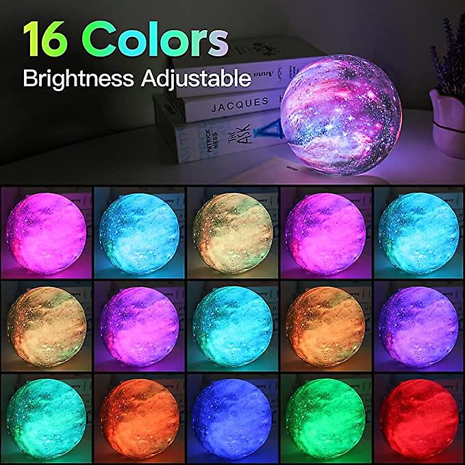 Brightworld Moon Lamp Galaxy Lamp 5.9 Inch 16 Colors Led 3d Moon Light， Remote and Touch Control Lava Lamp Moon Night Light Gifts For Girls Boys Kids Wo