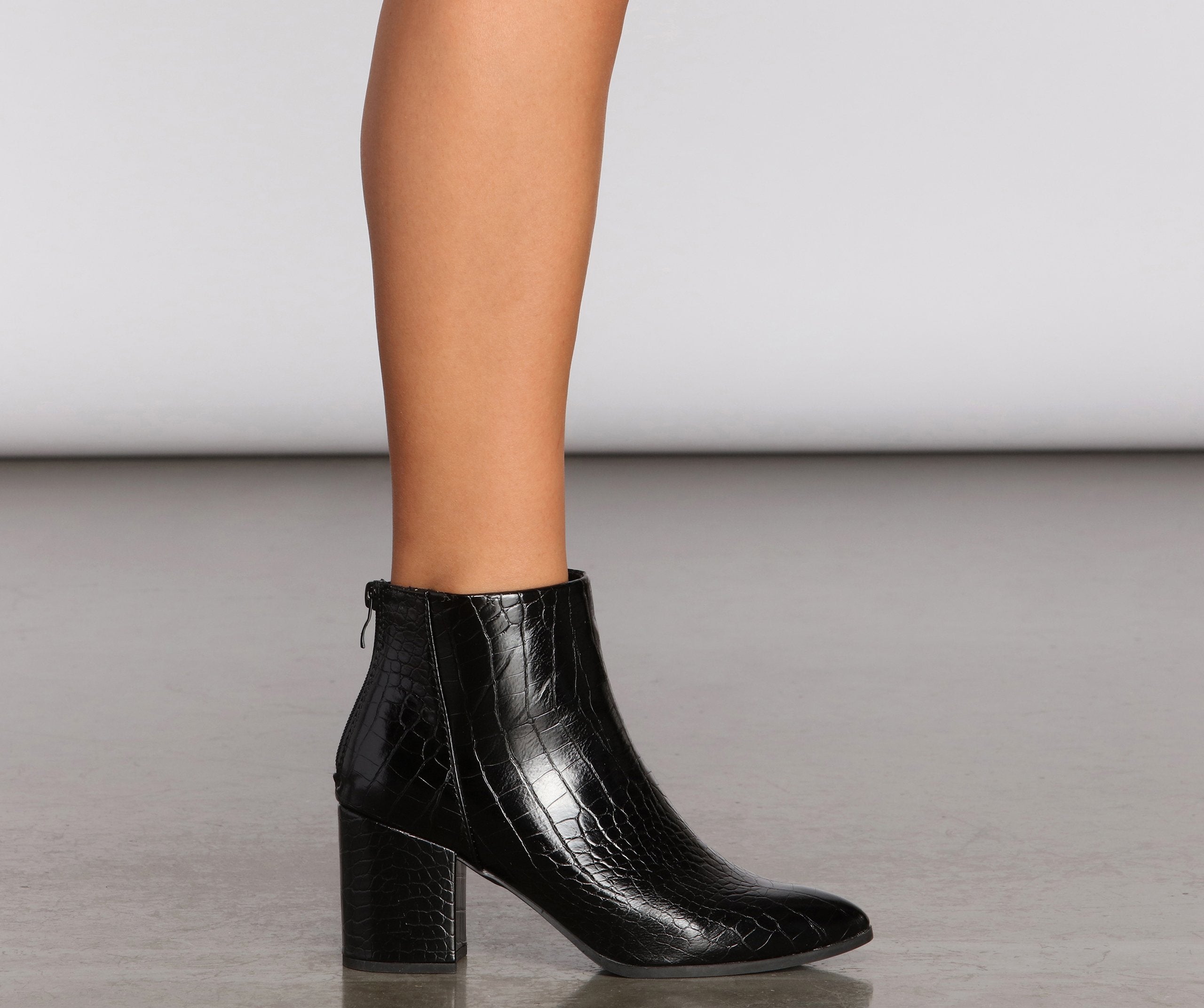 So Sleek Crock Block Heel Booties