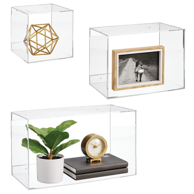 Mdesign Acrylic Floating Wall Mount Geometric Display Shelves Set Of 3