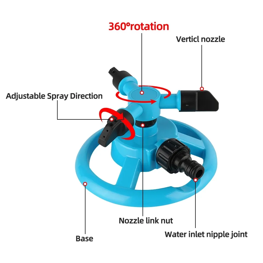 QY Lawn rotating nozzle garden irrigation supplies 360 degree automatic rotating garden lawn sprinkler