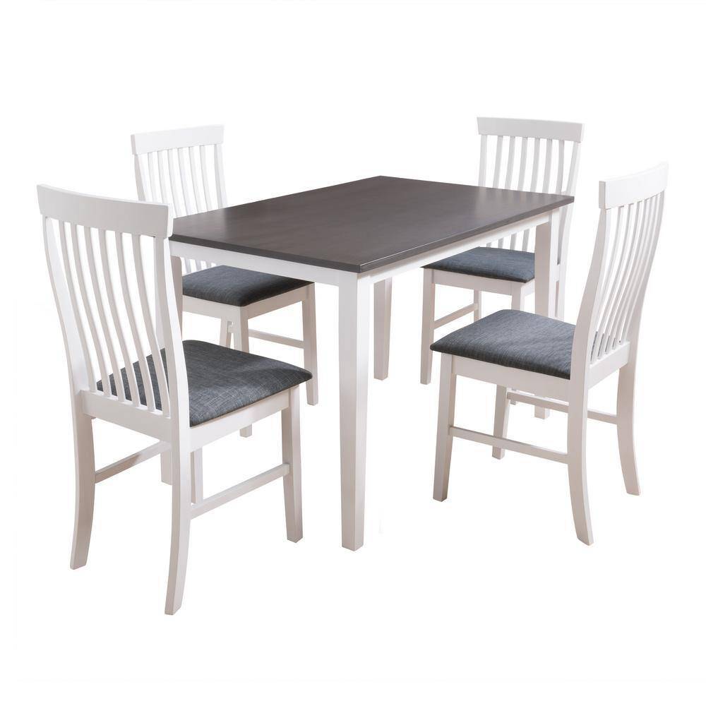 CORLIVING Michigan White and Grey 5-Piece Dining Set DSW-100-Z1