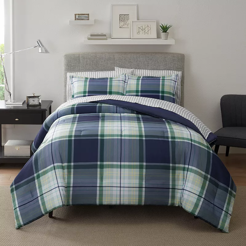 Serta? Simply Clean Scott Plaid Antimicrobial Comforter Set with Sheets