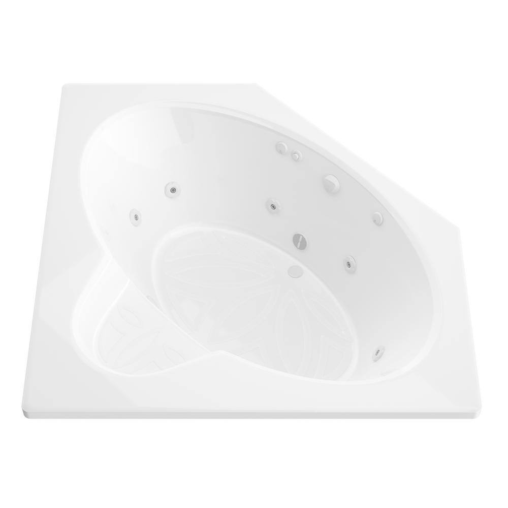 Universal Tubs Malachite 5 ft. Acrylic Corner Drop-in Whirlpool Bathtub in White HD6060SWL