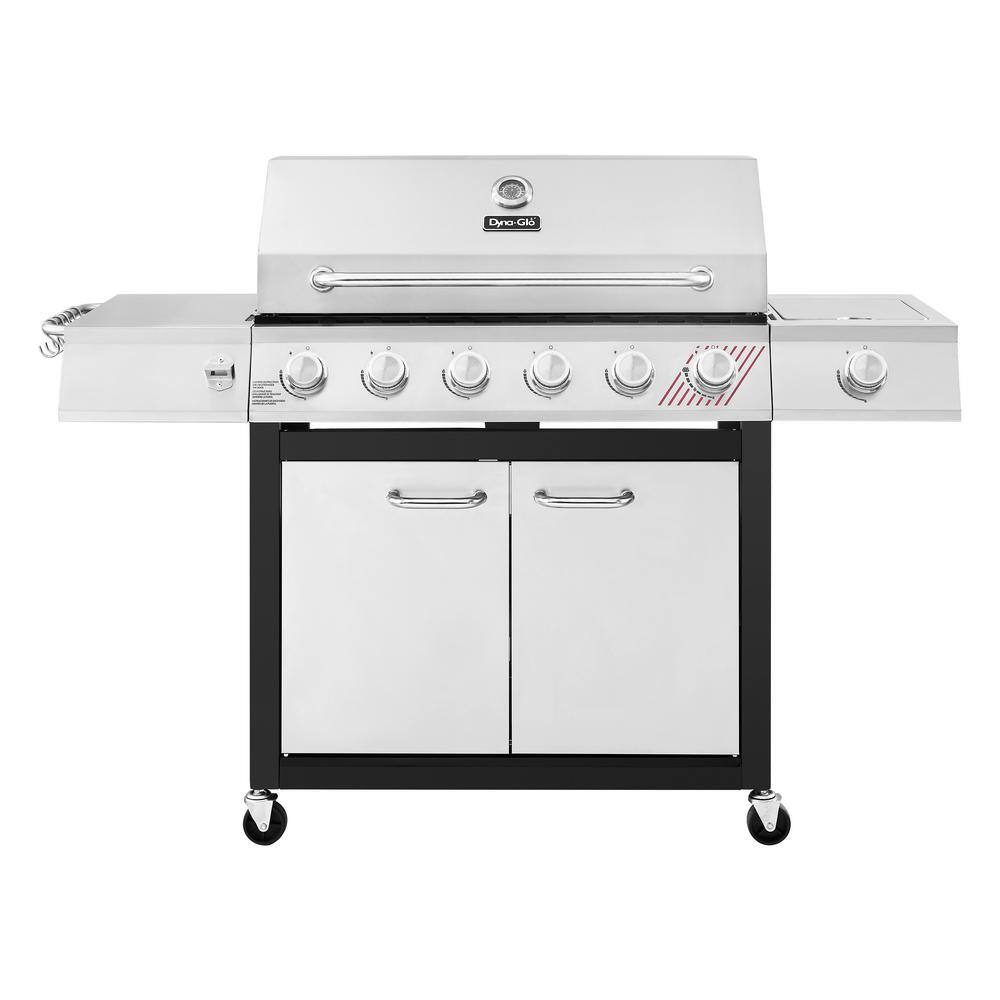 Dyna-Glo DGF571CRP-D 6-Burner Propane Gas Grill in Stainless Steel with TriVantage Multifunctional Cooking System