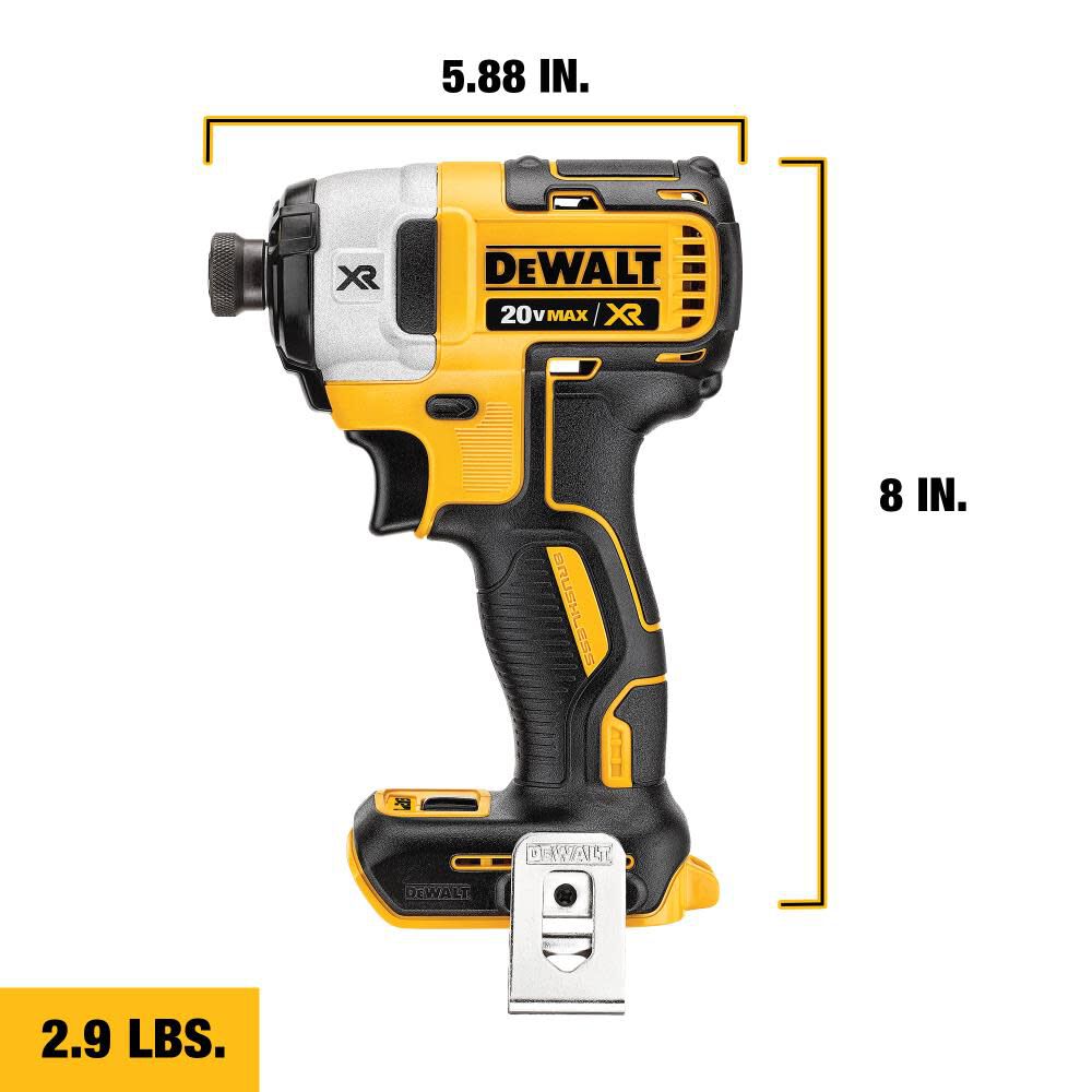 DW 20V MAX XR Brushless 1/4-in 3-Speed Impact Driver (Bare) DCF887B from DW