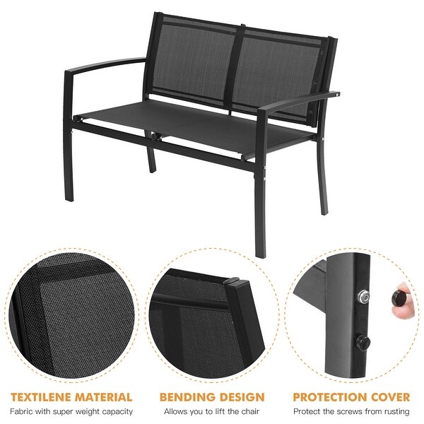 4 Pieces Patio Furniture Set Outdoor Garden Patio Conversation Sets Poolside Lawn Chairs with Glass Coffee Table Porch Furniture - Overstock - 36002361