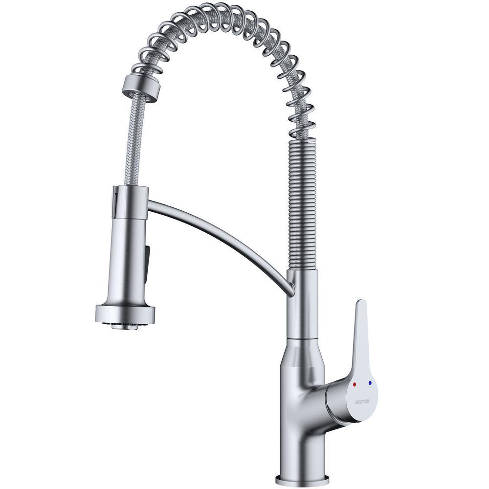 Karran Scottsdale Single Handle Pull Down Sprayer Kitchen Faucet in Stainless Steel KKF210SS