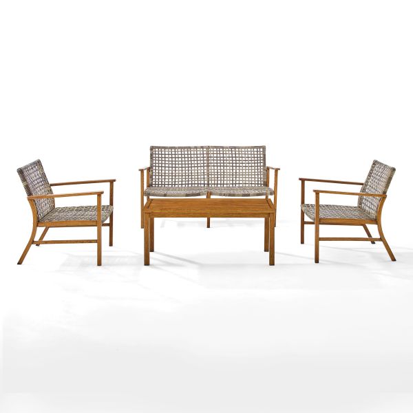 Ridley 4Pc Outdoor Wicker And Metal Conversation Set