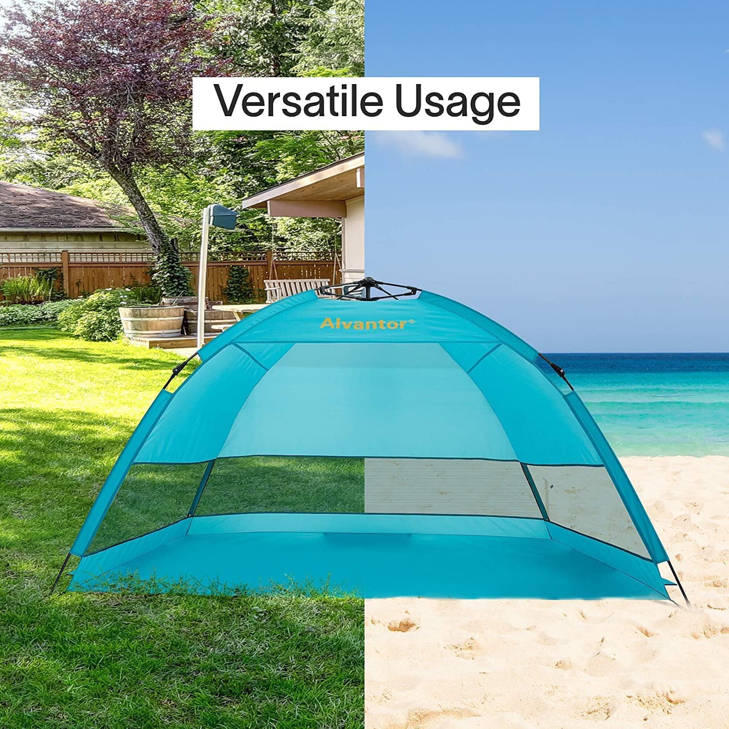 Beach Umbrella Tent Automatic Pop Up Sun Shelter UPF 50+ Cabana Camping Hiking Canopy by Alvantor