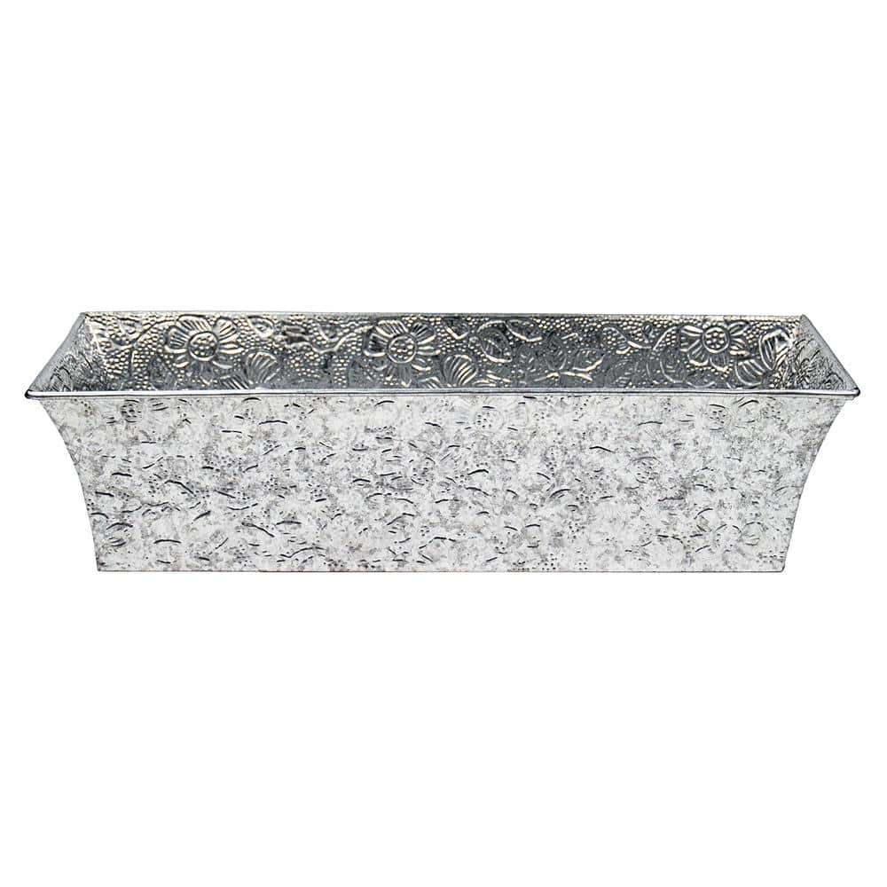 Achla Designs Embossed Floral Pattern Flower Box， 24 in. W Steel Finish C-04