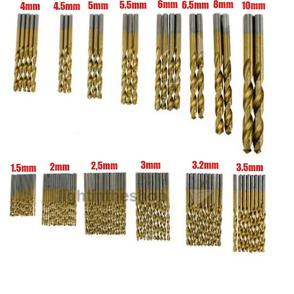 99pcs HSS Titanium Coated Metal High Speed Steel Drill Bit Set Tool 1.5-10mm