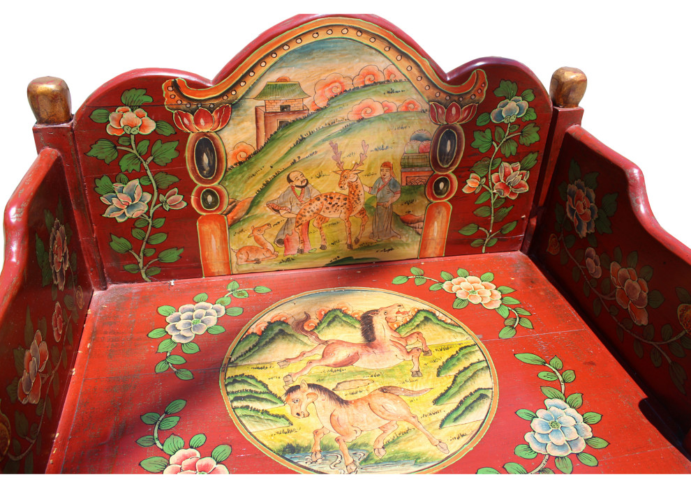 Chinese Tibetan Vintage Floral Animals Graphic Shrine Offer Table Cabinet cs5734   Asian   Accent Chests And Cabinets   by Golden Lotus Antiques  Houzz