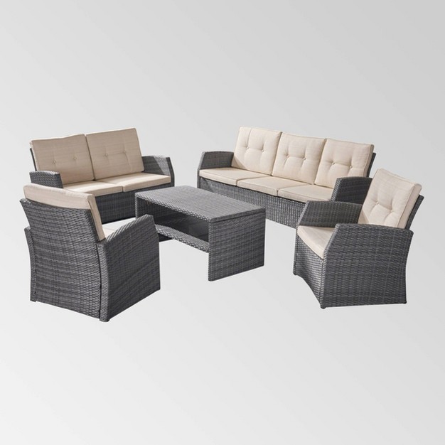 Sanger 5pc Wicker Chat Set Gray Christopher Knight Home