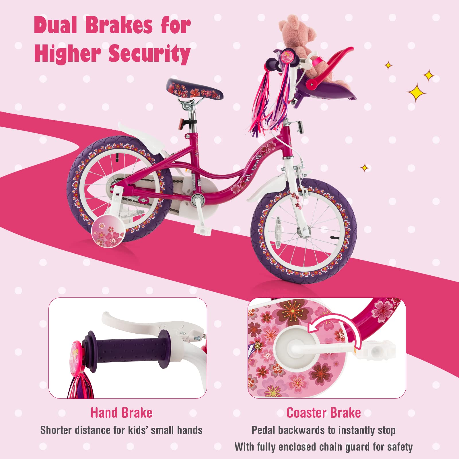 BABY JOY Kids Bike, 14 16 18 Inch w/Removable Training Wheels