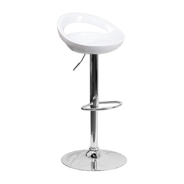 Contemporary Plastic Adjustable Height Bar Stool With Chrome Base