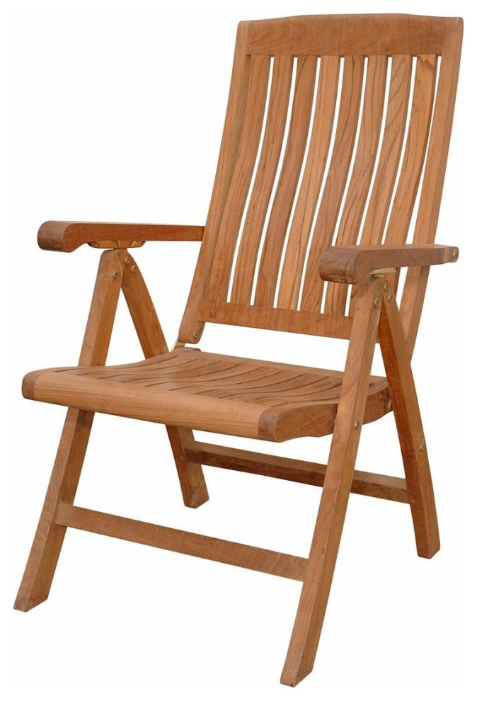 Teak No Cushion Katana 5 Position Recliner Armchair  Set of 2   Transitional   Outdoor Folding Chairs   by Virventures  Houzz