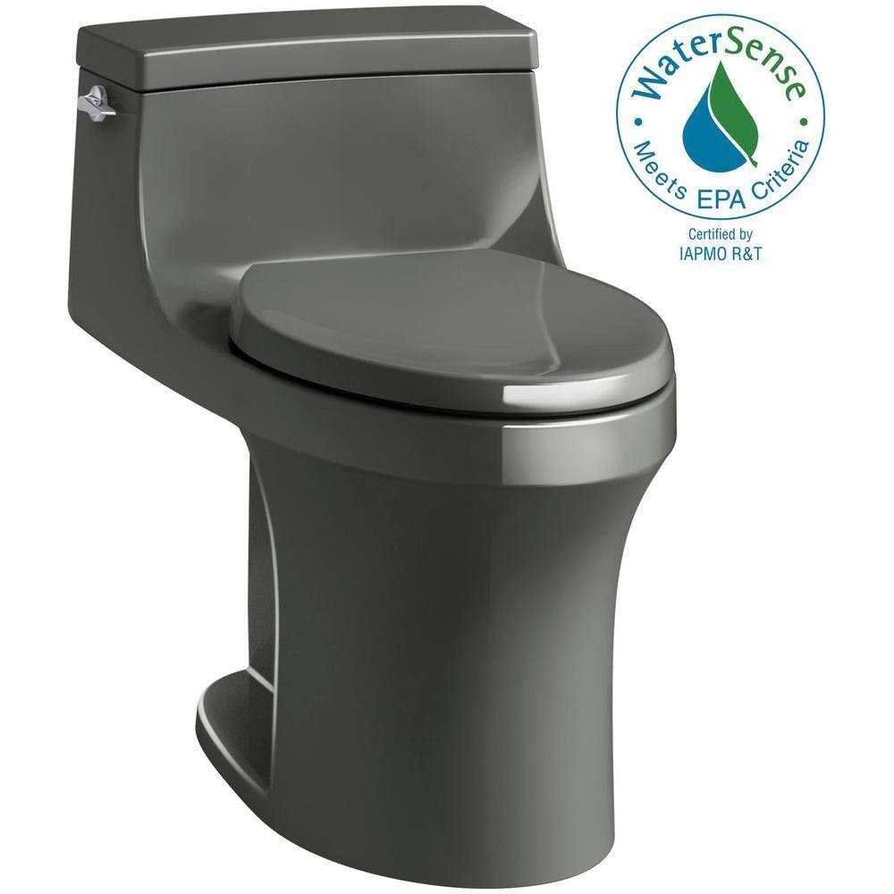 KOHLER San Souci 1-Piece 1.28 GPF Single Flush Elongated Toilet in Thunder Grey Seat Included K-5172-58