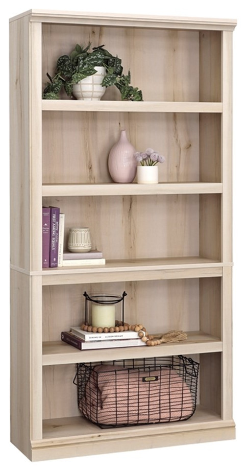 Pemberly Row Engineered Wood 5 Shelf Bookcase in Pacific Maple   Farmhouse   Bookcases   by Homesquare  Houzz