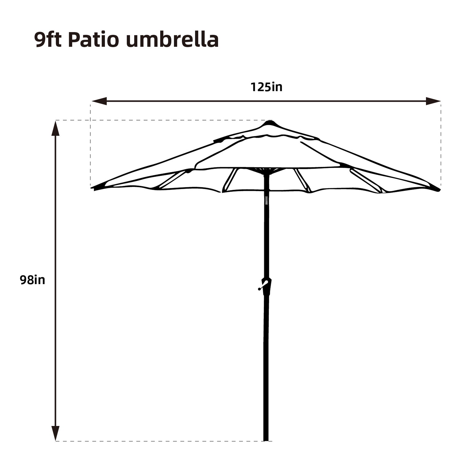 Ainfox 11FT Patio Umbrella Outdoor Portable Sun Umbrella Adjustable Angle  Yard Garden Umbrella Folding Sunshade Umbrella with Hand-cranking and Tilt Waterproof UV-proof