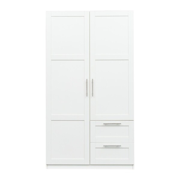 High Wardrobe Kitchen Cabinet with 2 Doors， 2 Drawers and 5 Storage Spaces - - 36907184