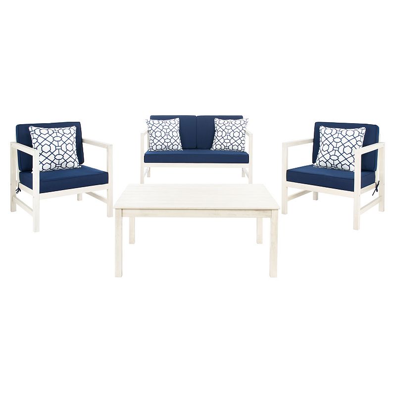 Safavieh Montez Outdoor Patio Loveseat， Chair and Coffee Table 4-piece Set