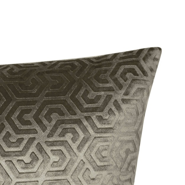 Oversize Embossed Hexagon Maze Velvet Square Throw Pillow Taupe Edie home