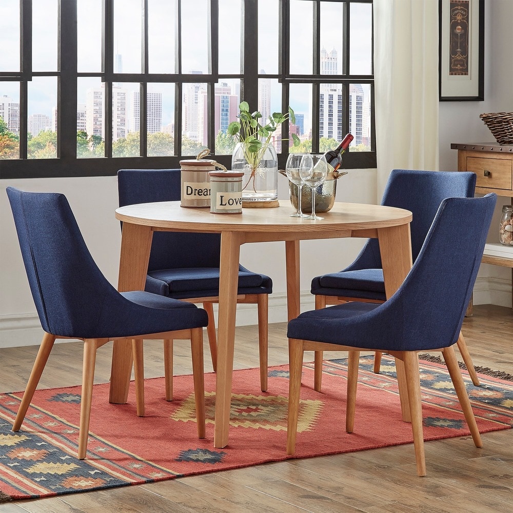 Sasha Oak Angled Leg Round 5 piece Dining Set iNSPIRE Q Modern