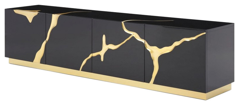 Modrest Aspen Modern Black and Gold TV Stand   Contemporary   Entertainment Centers And Tv Stands   by Vig Furniture Inc.  Houzz