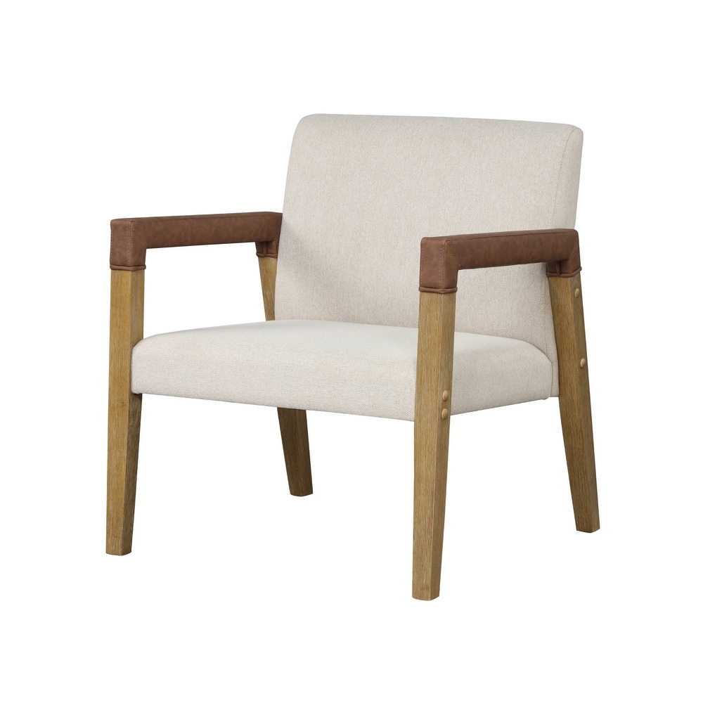 Hudson Upholstered Accent Chair with Faux Leather Arm Upholstery